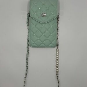 Quilted Mint Green Crossbody Bag with Strap. BADGLEY MISCHKA WALLET